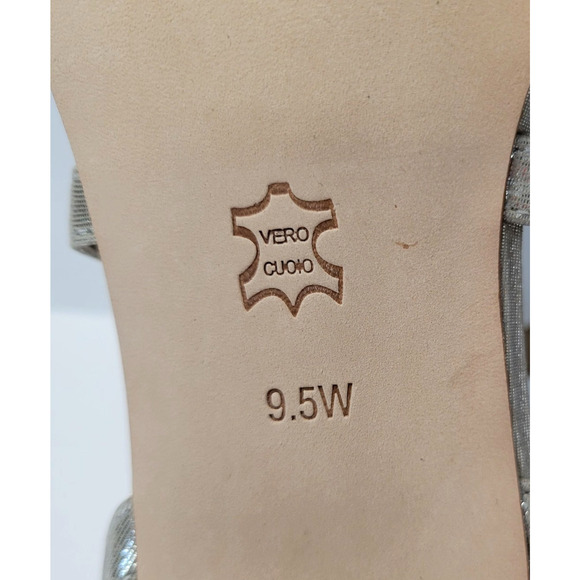 Ros Hommerson Caliente Shoes Womens 9.5W Silver Shimmer Leather Slingback Retro - Picture 5 of 13